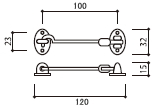 アンティーク調金具　真鍮鋳物　自在アオリ止め　MB-301-100　図