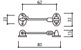 アンティーク調金具　真鍮鋳物　自在アオリ止め　MB-301-65　図